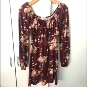 Derek Heart Maroon Floral Dress